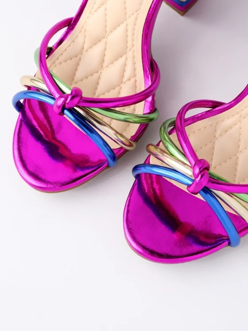Metallic Purple Rainbow Stacked Heel